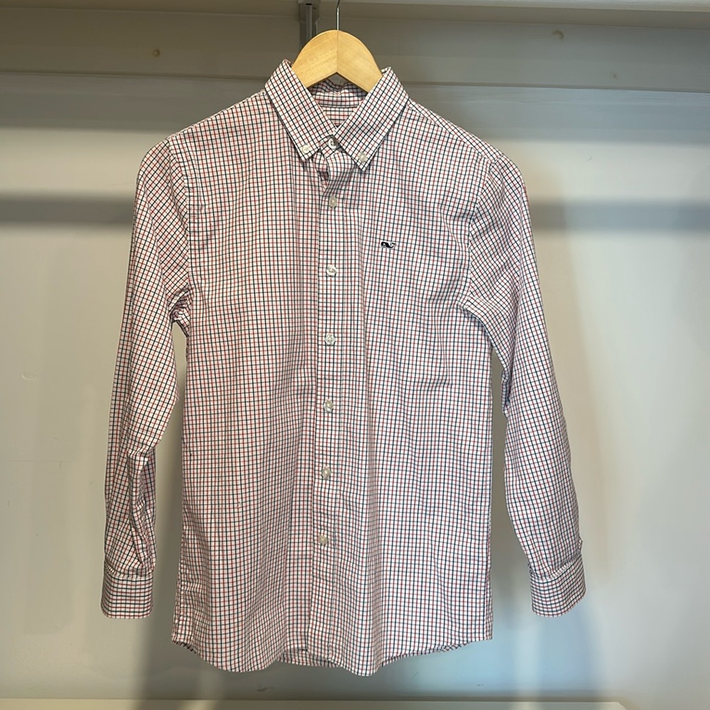 Vineyard Vines - Boys Size M - Red, White, Blue Checked Button Down
